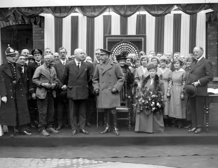 Framed Print : Royal Visit to Lincoln. At Messrs Robey and Co s. 9 April 1918 Framed Print : Royal Visit to Lincoln. At Messrs Robey and Co s. 9 April 1918