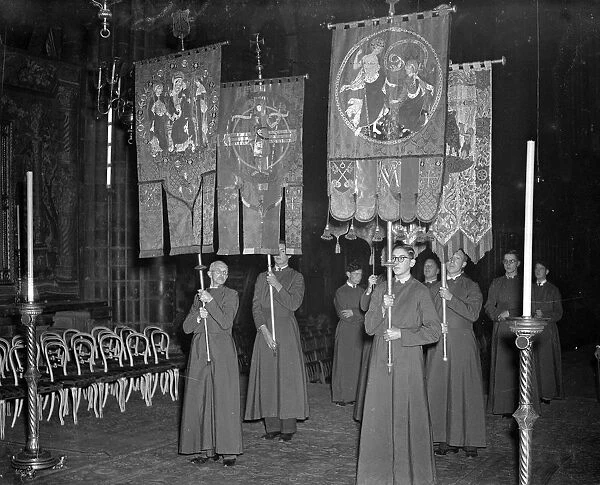 Royal Wedding. The procession of the Brotherhood of St Edward the Confessor showing