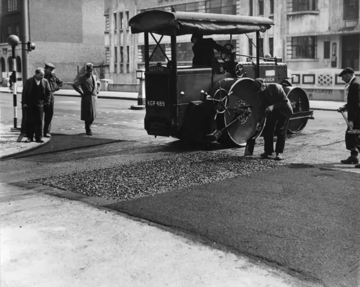 Framed Print : Rubberised Asphalt Paving - The first roadway of its type Framed Print : Rubberised Asphalt Paving - The first roadway of its type