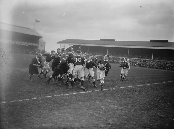 Rugby match between Army and Navy at Twickenham. An Army man obtains possession from a scrum