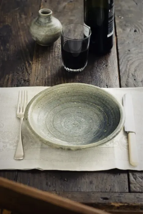 Framed Print : Rustic table setting with tumbler of red wine before food arrives credit: Marie-Louise Framed Print : Rustic table setting with tumbler of red wine before food arrives credit: Marie-Louise