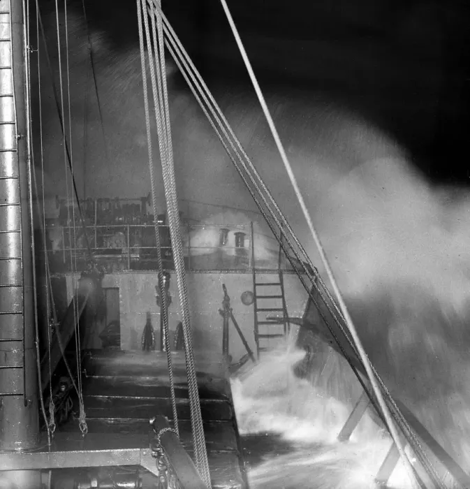 Framed Print : The S. S. Eston in sail during rough seas 25 July 1938 A TopFoto