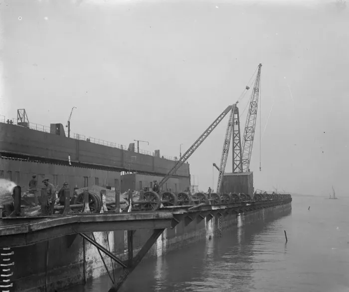 Framed Print : To salvage German warships at Scapa Flow Surrendered German submarine dock, converted Framed Print : To salvage German warships at Scapa Flow Surrendered German submarine dock, converted