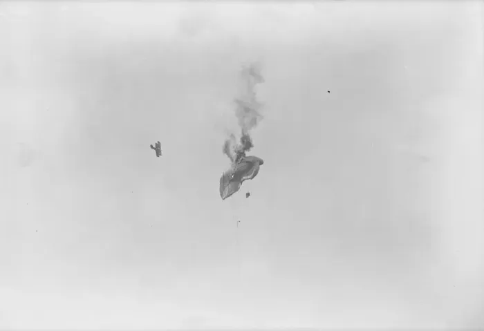 Framed Print : Saturdays Great Air Force Pageant at Hendon Attack upon and destruction of a kite balloon Framed Print : Saturdays Great Air Force Pageant at Hendon Attack upon and destruction of a kite balloon