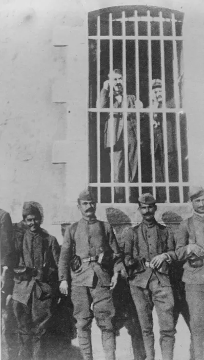 Framed Print : Scene of Athens tragedy. The Averoff Prison, Athens, to which the condemned Framed Print : Scene of Athens tragedy. The Averoff Prison, Athens, to which the condemned