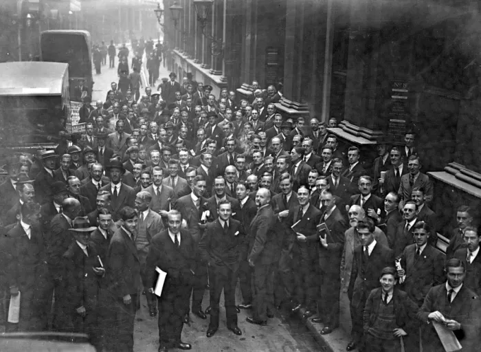 Framed Print : Scenes of excitement outside on the first occasion of Saturday Business since the war