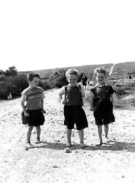 School children on their journey to school, Donegal, Ireland 21 March 1952