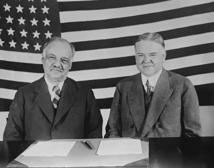 Framed Print : Senator Charles Curtis ( left ) and Herbert Hoover. Vice President and President Framed Print : Senator Charles Curtis ( left ) and Herbert Hoover. Vice President and President
