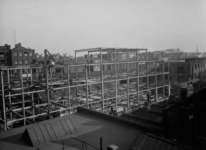 Framed Print : Shoreditch Town Hall, steelwork by E Wood and Company. 1937 Framed Print : Shoreditch Town Hall, steelwork by E Wood and Company. 1937