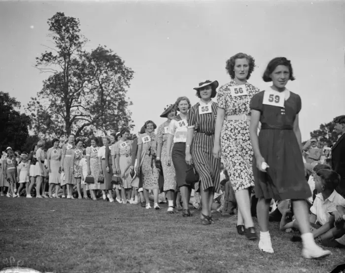Framed Print : Sidcup jubilee homes fete. The girls beauty parade. 1938 Framed Print : Sidcup jubilee homes fete. The girls beauty parade. 1938