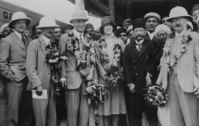 Framed Print : The Simon Commission in India. The members of the Commission photographed with Framed Print : The Simon Commission in India. The members of the Commission photographed with