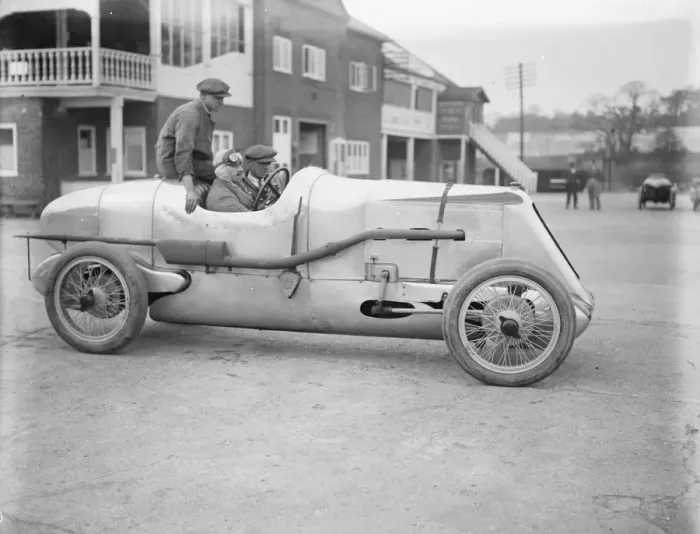 Framed Print : Sir Gunter in his silver vauxhall. Greyhound. 3 April 1926 Framed Print : Sir Gunter in his silver vauxhall. Greyhound. 3 April 1926