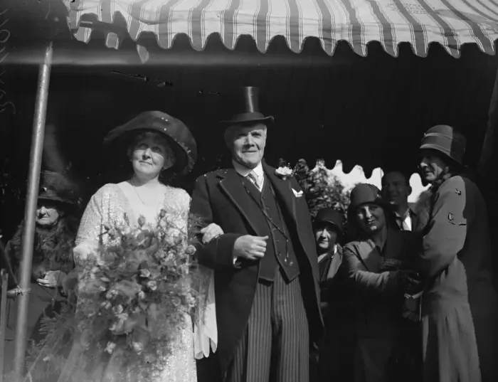 Framed Print : Sir John Collie weds Lady Arrol. A marriage between Sir John Collie CMG, MD, and Lady Arrol Framed Print : Sir John Collie weds Lady Arrol. A marriage between Sir John Collie CMG, MD, and Lady Arrol