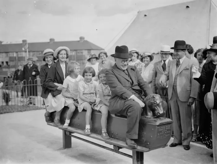 Framed Print : Sir Kingsley Wood opens Erith playground. 1937 Framed Print : Sir Kingsley Wood opens Erith playground. 1937
