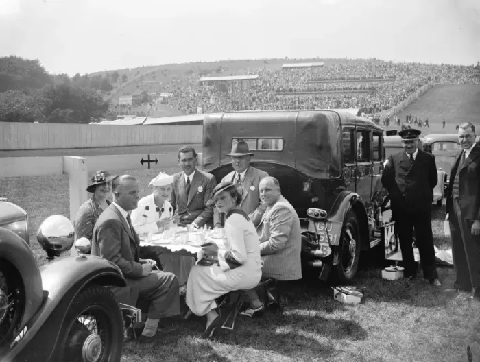 Framed Print : Sir Reginald Tucks Goodwood luncheon party. Major Sir Reginald Tucks luncheon