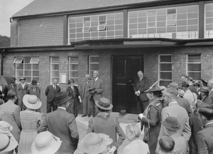 Framed Print : Sir Waldron Smithers opens the Hall at Horton Kirby, Kent. 1937 Framed Print : Sir Waldron Smithers opens the Hall at Horton Kirby, Kent. 1937