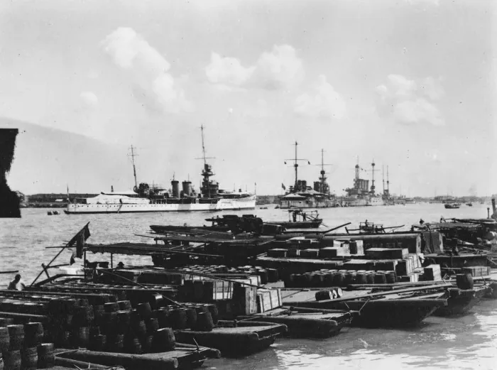 Framed Print : The situation in China. Warships off Shanghai. 2 February 1927