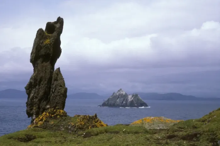 Framed Print : Skellig Michael ( from which the shot is taken and Little Skelling ( in distance