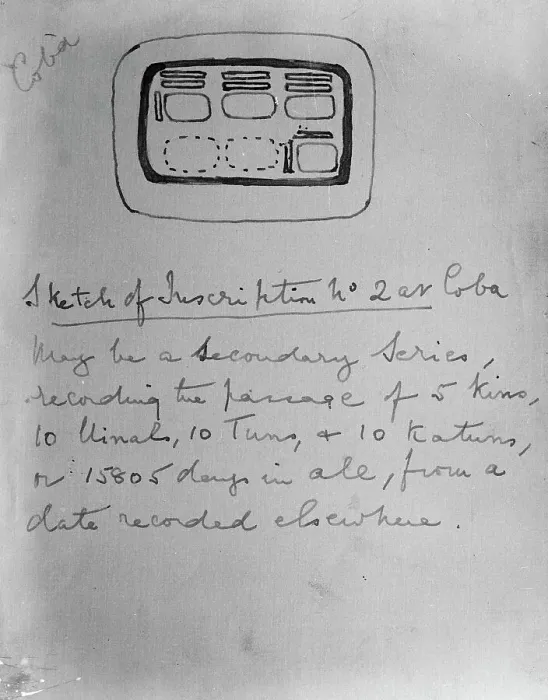 Framed Print : Sketch of inscription found during the exploration of the ruined Mayan city of Coba Framed Print : Sketch of inscription found during the exploration of the ruined Mayan city of Coba