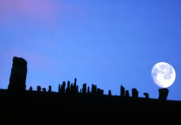Framed Print : The skimming of the Moon ( saros circle ) at the circle of Callanish, Isle of Lewis