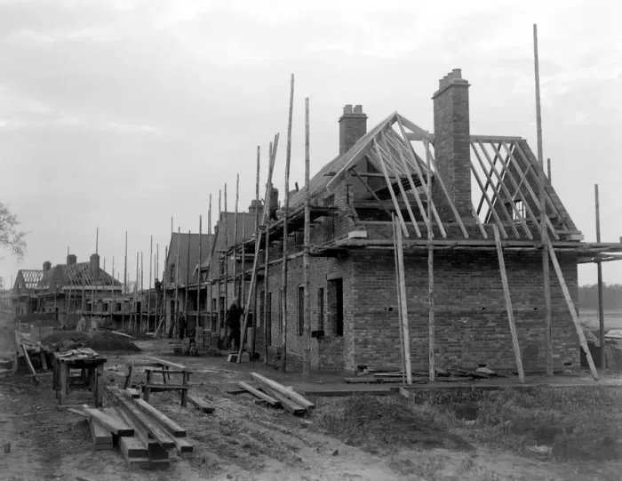 Framed Print : The Slough Trading Depot. Building houses on the estate. 8 December 1920 Framed Print : The Slough Trading Depot. Building houses on the estate. 8 December 1920
