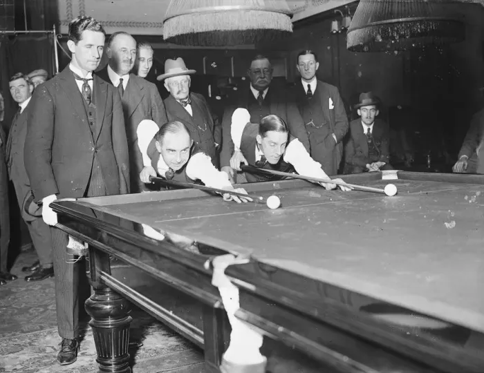 Framed Print : Smith versus Newman Billiard Match at Burroughes Hall, St James street left to right