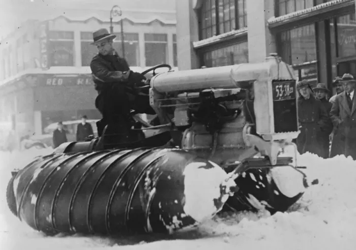 Framed Print : Snow motors in New York Snow motors seen at work in the streets of New York after Framed Print : Snow motors in New York Snow motors seen at work in the streets of New York after
