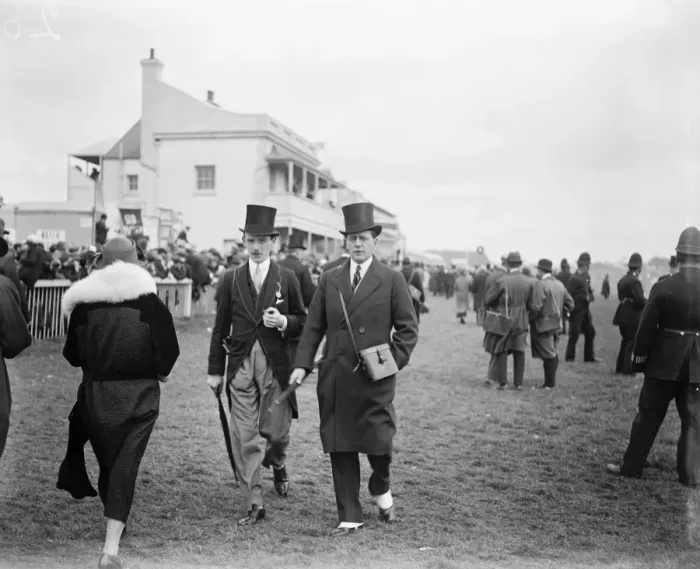Framed Print : Society at Epsom on Oaks day. Lord Portarlington ( right ) with a friend. 8 June 1923 Framed Print : Society at Epsom on Oaks day. Lord Portarlington ( right ) with a friend. 8 June 1923