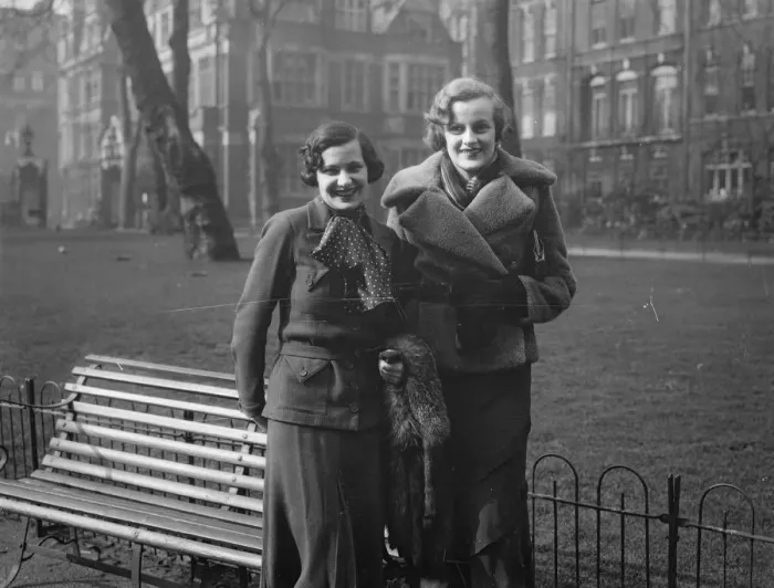 Framed Print : Two society girls, Miss June Child, who is the daughter of Mme Davila de Pena Framed Print : Two society girls, Miss June Child, who is the daughter of Mme Davila de Pena