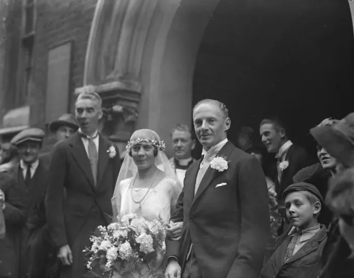 Framed Print : Society Wedding in London Captains Gotrian, M C, and Miss E D Deane, leaving Framed Print : Society Wedding in London Captains Gotrian, M C, and Miss E D Deane, leaving