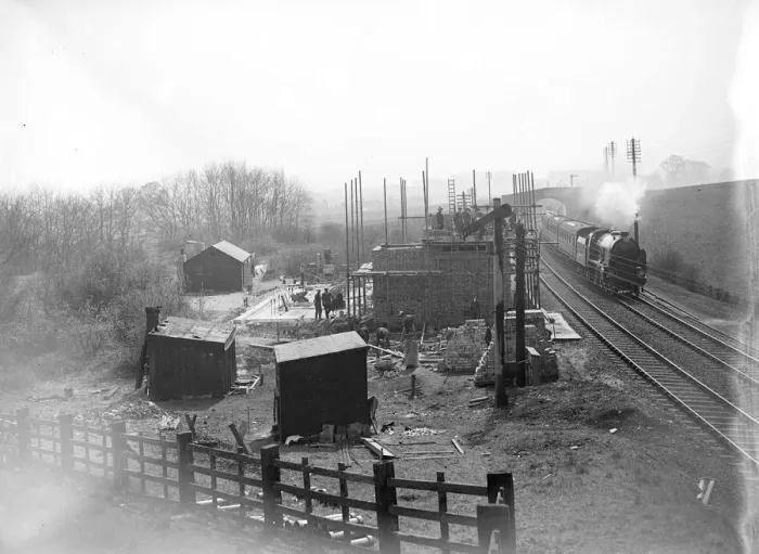 Framed Print : Southern rail electrification at Polhill, Kent. 1933 Framed Print : Southern rail electrification at Polhill, Kent. 1933