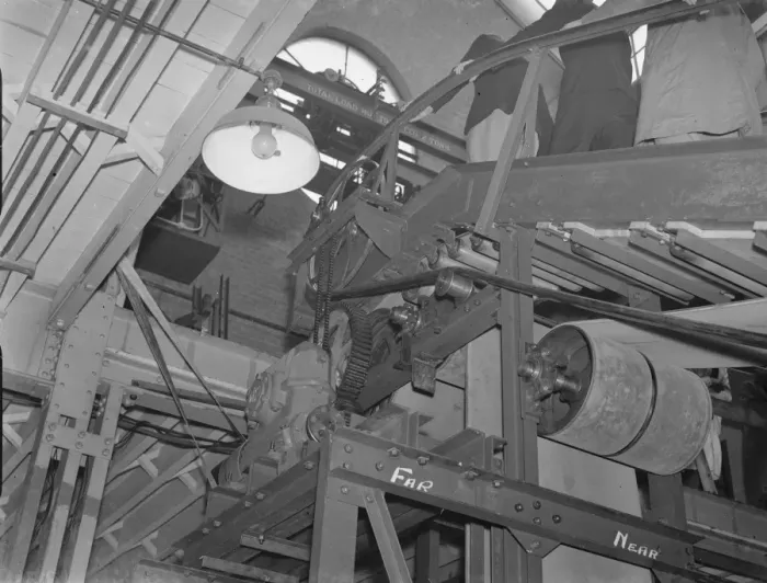 Framed Print : Sovex Ltd moving belt escalator in Erith, London. 4 April 1939 Framed Print : Sovex Ltd moving belt escalator in Erith, London. 4 April 1939