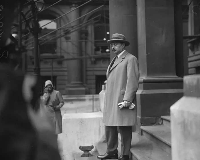Framed Print : Soviet negotiator at the Foreign Office. M Dovgalevsky arriving at the Foreign Office Framed Print : Soviet negotiator at the Foreign Office. M Dovgalevsky arriving at the Foreign Office