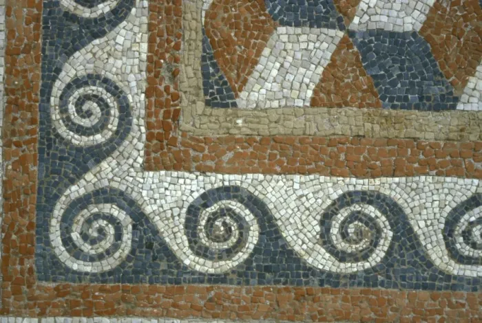 Framed Print : Spirals edging on a third century mosaic floor of a Roman villa on the island of Delos