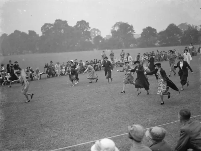 Framed Print : Sports day at Hillside School in Eltham, Kent. The mums race. 1939 Framed Print : Sports day at Hillside School in Eltham, Kent. The mums race. 1939