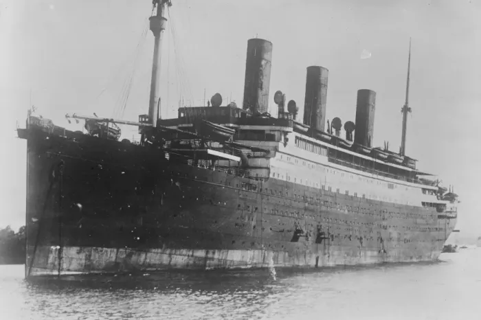 Framed Print : SS Tirpitz an ocean liner built in 1913-1919 by Vulcan AG shipyard in Stettin, Germany 25