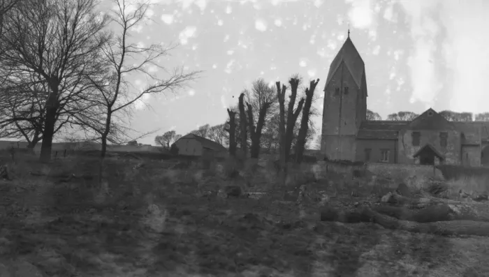 Framed Print : St Marys Church, Sompting, Sussex with its Saxon tower. 14th March 1931 Framed Print : St Marys Church, Sompting, Sussex with its Saxon tower. 14th March 1931
