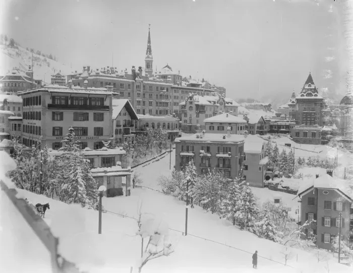Framed Print : St Moritz under snow. 1924