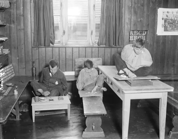 Framed Print : At the St Nicholas Home for Raid Shock Children at Chailey, Sussex. 5 March 1918 Framed Print : At the St Nicholas Home for Raid Shock Children at Chailey, Sussex. 5 March 1918