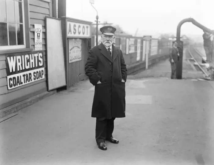 Framed Print : Stationmasters record. Mr J H Evans, stationmaster of Ascot, has just completed
