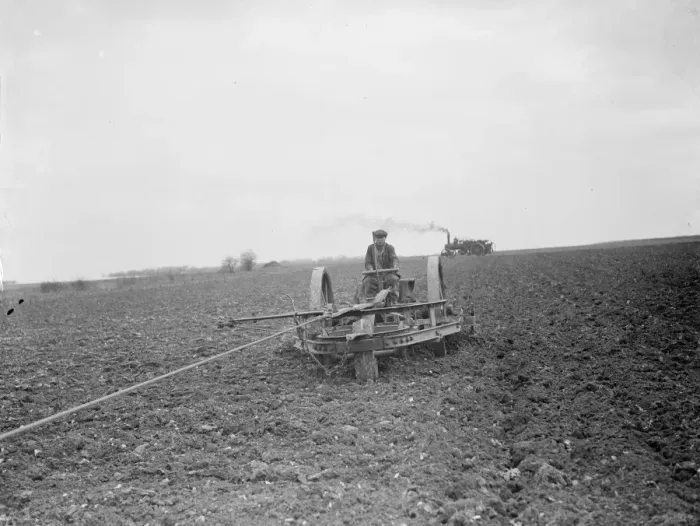 Framed Print : Steam tractor cultivation at Farningham, Kent. 1938 Framed Print : Steam tractor cultivation at Farningham, Kent. 1938