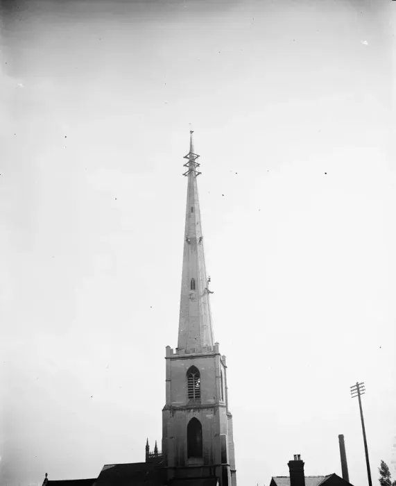 Framed Print : Steeplejacks at work on Worcester landmark. Steeplejacks at work on the lofty spire Framed Print : Steeplejacks at work on Worcester landmark. Steeplejacks at work on the lofty spire