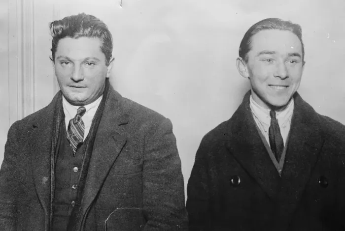 Framed Print : Stolen ?200, 000 gem in an apple. Emile Souter ( right ) and Leon Kauffer, who