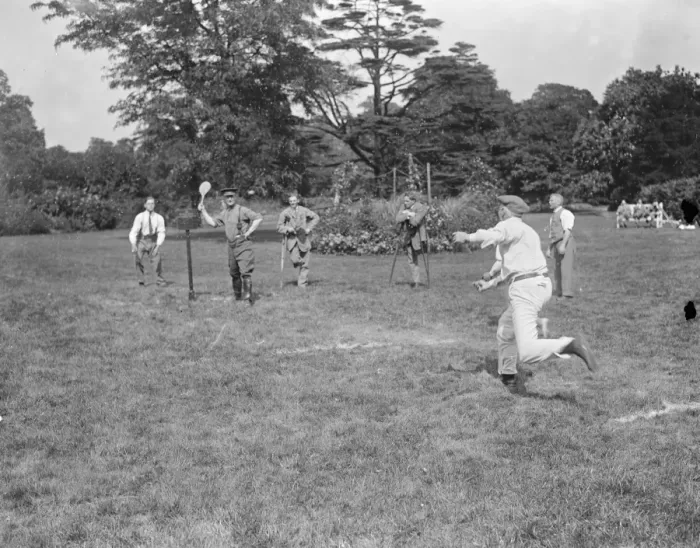 Framed Print : Stoolball at Fulham Palace. Wounded soldiers versus London Clergymen Framed Print : Stoolball at Fulham Palace. Wounded soldiers versus London Clergymen