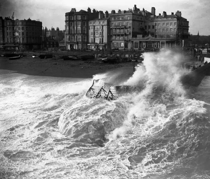 Framed Print : Stormy seas at at Brighton. 1929