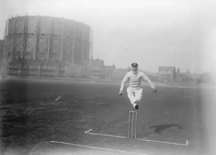 Framed Print : Strudwick as a jumper. Bert Strudwick, Surreys wonderful wicket keeper shows Framed Print : Strudwick as a jumper. Bert Strudwick, Surreys wonderful wicket keeper shows