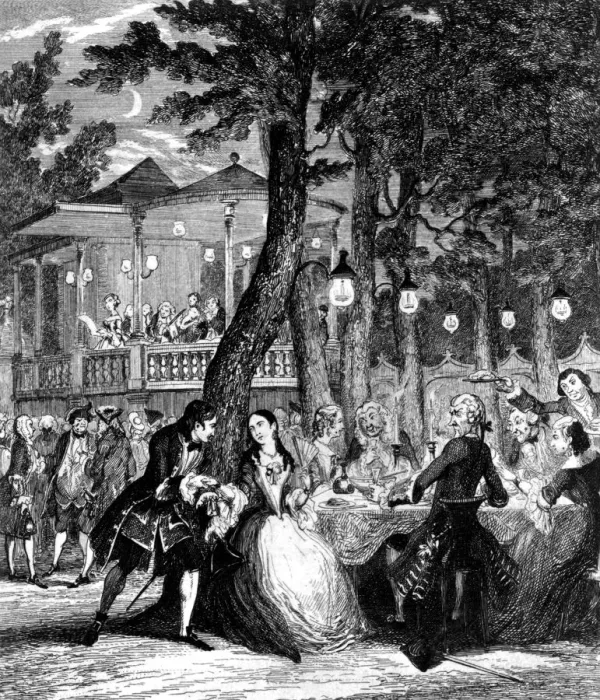 Framed Print : Supper at Vauxhall showing outdoor illumination probably 1800-1810 London History Framed Print : Supper at Vauxhall showing outdoor illumination probably 1800-1810 London History