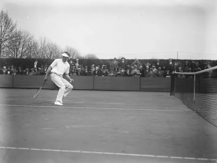 Framed Print : Surrey Hard Court tournament at Roehampton.s M Jacob in play. 16 April 1927 Framed Print : Surrey Hard Court tournament at Roehampton.s M Jacob in play. 16 April 1927
