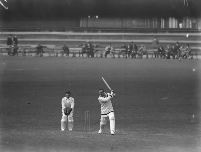 Framed Print : Surrey versus Hampshire at the Oval. The Hon L H Tennyson making a drive in