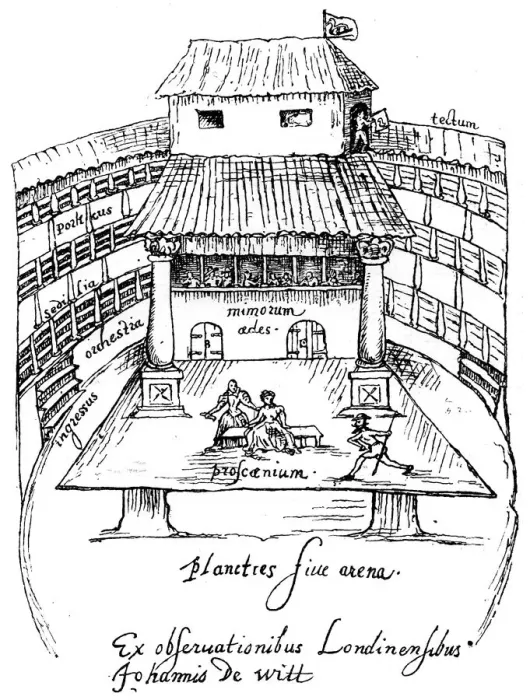 Framed Print : The Swan Theatre, London, 1596, (1893). The Swan theatre was built by Francis Langley in c1595 Framed Print : The Swan Theatre, London, 1596, (1893). The Swan theatre was built by Francis Langley in c1595